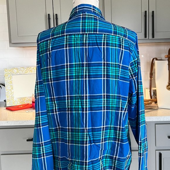 American Eagle Outfitters 100% Cotton Blue Green Plaid Women's Button-Up Size XL - Picture 4 of 6